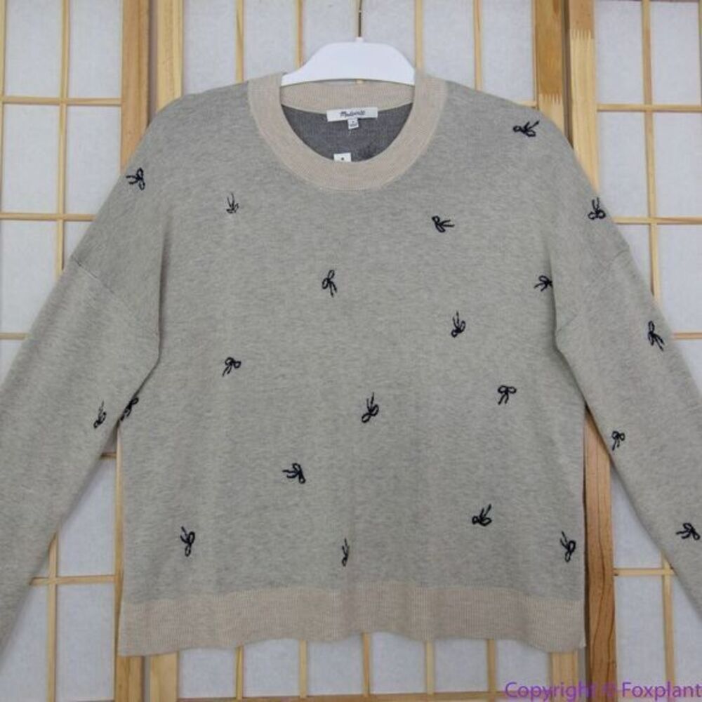 NEW‎ Madewell Bow Jacquard Pullover Sweater, S